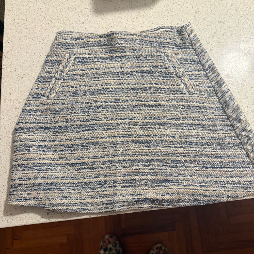 Blue and White Tweed Skirt- Loft